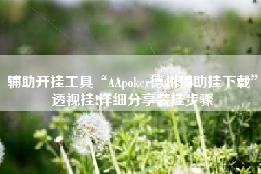 辅助开挂工具“AApoker德州辅助挂下载”透视挂!详细分享装挂步骤