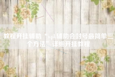 教程开挂辅助“wpk辅助会封号最简单三个方法”详细开挂教程