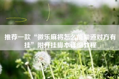 推荐一款“微乐麻将怎么能知道对方有挂”附开挂脚本详细教程