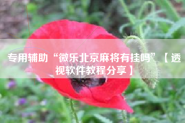 专用辅助“微乐北京麻将有挂吗”【透视软件教程分享】