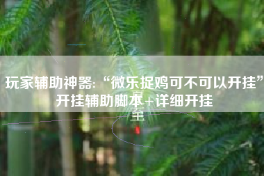 玩家辅助神器:“微乐捉鸡可不可以开挂”开挂辅助脚本+详细开挂