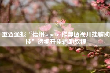 重要通报“德州wepoker作弊透视开挂辅助挂”透视开挂辅助教程