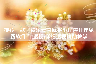 推荐一款“微乐云南麻将小程序开挂免费软件	”(透视)详细透视辅助教学