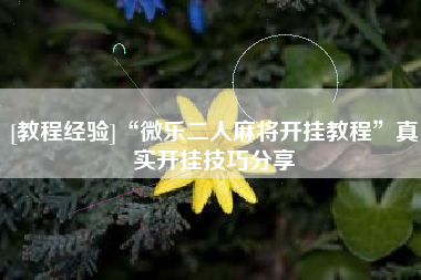 [教程经验]“微乐二人麻将开挂教程	”真实开挂技巧分享