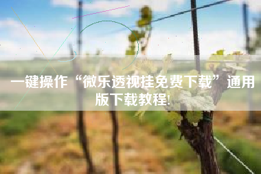 一键操作“微乐透视挂免费下载”通用版下载教程!