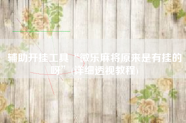 辅助开挂工具“微乐麻将原来是有挂的呀”(详细透视教程)