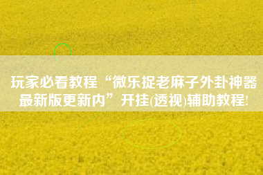 玩家必看教程“微乐捉老麻子外卦神器最新版更新内”开挂(透视)辅助教程!
