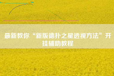 最新教你“新版德扑之星透视方法”开挂辅助教程