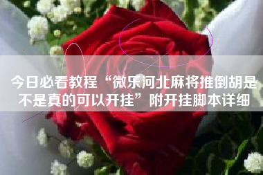 今日必看教程“微乐河北麻将推倒胡是不是真的可以开挂”附开挂脚本详细