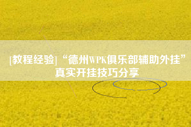[教程经验]“德州WPK俱乐部辅助外挂	”真实开挂技巧分享