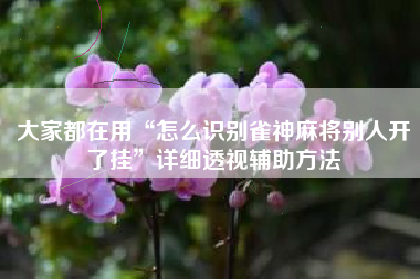 大家都在用“怎么识别雀神麻将别人开了挂”详细透视辅助方法