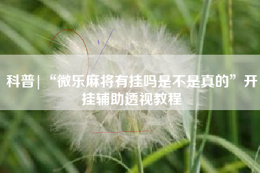 科普|“微乐麻将有挂吗是不是真的”开挂辅助透视教程