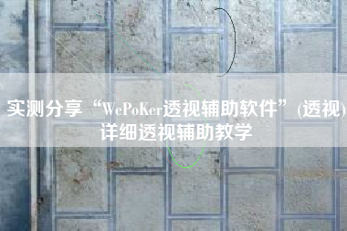实测分享“WePoKer透视辅助软件”(透视)详细透视辅助教学