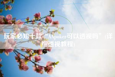玩家必知十款“AApoker可以透视吗	”(详细透视教程)