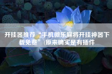 开挂器推荐“手机微乐麻将开挂神器下载免费	”(原来确实是有插件