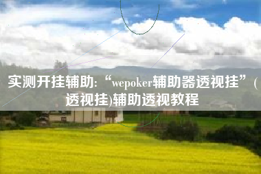 实测开挂辅助:“wepoker辅助器透视挂”(透视挂)辅助透视教程