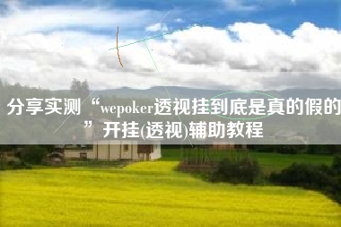 分享实测“wepoker透视挂到底是真的假的”开挂(透视)辅助教程