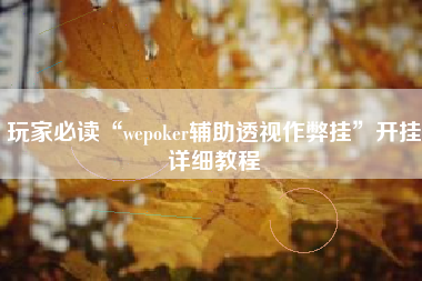 玩家必读“wepoker辅助透视作弊挂	”开挂详细教程