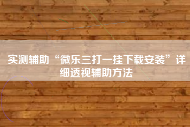 实测辅助“微乐三打一挂下载安装”详细透视辅助方法