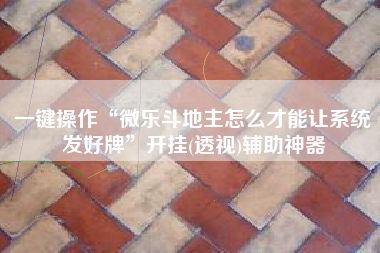 一键操作“微乐斗地主怎么才能让系统发好牌”开挂(透视)辅助神器