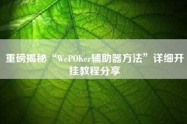 重磅揭秘“WePOKer辅助器方法	”详细开挂教程分享