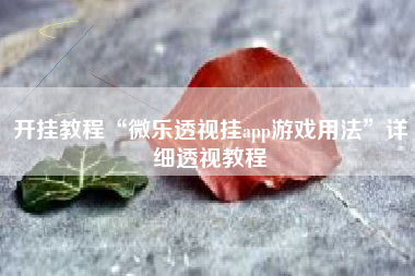 开挂教程“微乐透视挂app游戏用法”详细透视教程