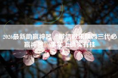 2026最新助赢神器“微信微乐陕西三代必赢神器”事实上确实有挂