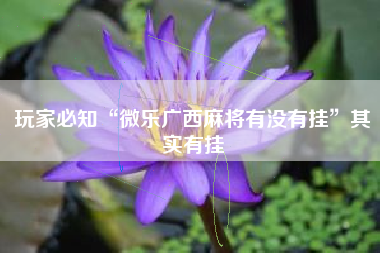 玩家必知“微乐广西麻将有没有挂	”其实有挂
