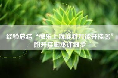 经验总结“微乐上海麻将万能开挂器”附开挂脚本详细步