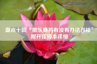 盘点十款“微乐麻将有没有办法开挂	”附开挂脚本详细