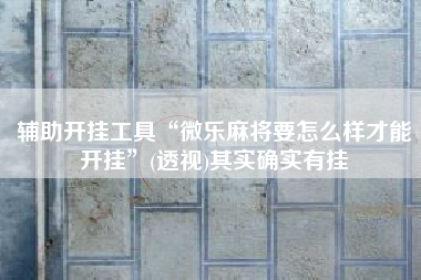 辅助开挂工具“微乐麻将要怎么样才能开挂”(透视)其实确实有挂