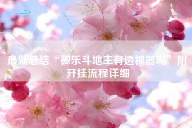 最新总结“微乐斗地主有透视器吗”附开挂流程详细