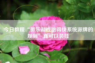 今日教程“微乐游戏跑得快系统派牌的规则	”真可以装挂