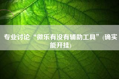 专业讨论“微乐有没有辅助工具	”(确实能开挂)