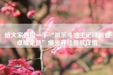 给大家通报一下“微乐斗地主记牌器安卓版免费	”爆光开挂猫腻详情