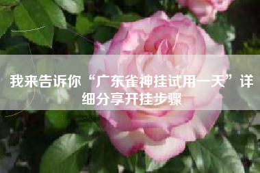 我来告诉你“广东雀神挂试用一天	”详细分享开挂步骤