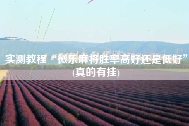 实测教程“微乐麻将胜率高好还是低好	”(真的有挂)