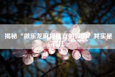 揭秘“微乐龙麻将挂真的假的	”其实是有挂