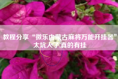 教程分享“微乐内蒙古麻将万能开挂器”太坑人了,真的有挂