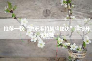 推荐一款“微乐麻将胡牌秘诀”详细分享开挂