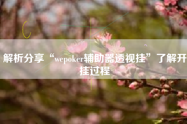 解析分享“wepoker辅助器透视挂”了解开挂过程