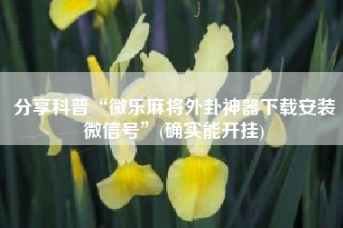 分享科普“微乐麻将外卦神器下载安装微信号”(确实能开挂)