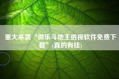 重大来袭“微乐斗地主透视软件免费下载”(真的有挂)