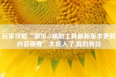 玩家攻略“微乐a3辅助工具最新版本更新内容摘要”太坑人了,真的有挂