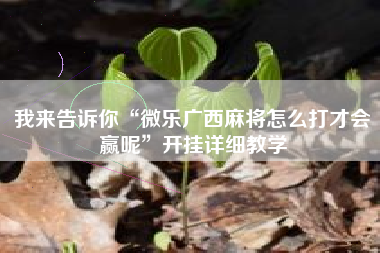 我来告诉你“微乐广西麻将怎么打才会赢呢	”开挂详细教学