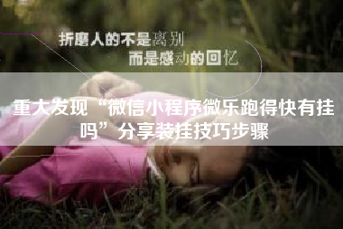 重大发现“微信小程序微乐跑得快有挂吗	”分享装挂技巧步骤