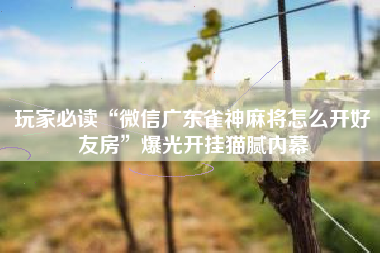 玩家必读“微信广东雀神麻将怎么开好友房	”爆光开挂猫腻内幕