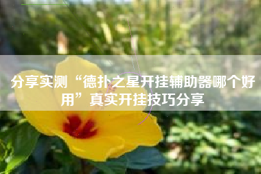 分享实测“德扑之星开挂辅助器哪个好用	”真实开挂技巧分享