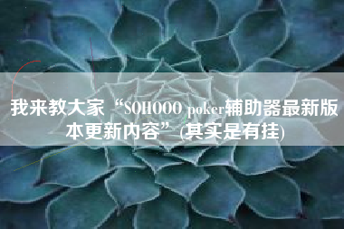 我来教大家“SOHOOO poker辅助器最新版本更新内容	”(其实是有挂)