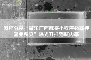 教程分享“微乐广西麻将小程序必赢神器免费安”爆光开挂猫腻内幕